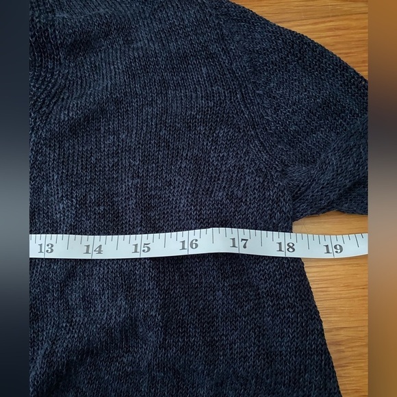 J Jill Long Cardigan Duster Sweater SZ XS Linen Blend Navy Open Front Loose Knit - Picture 7 of 9